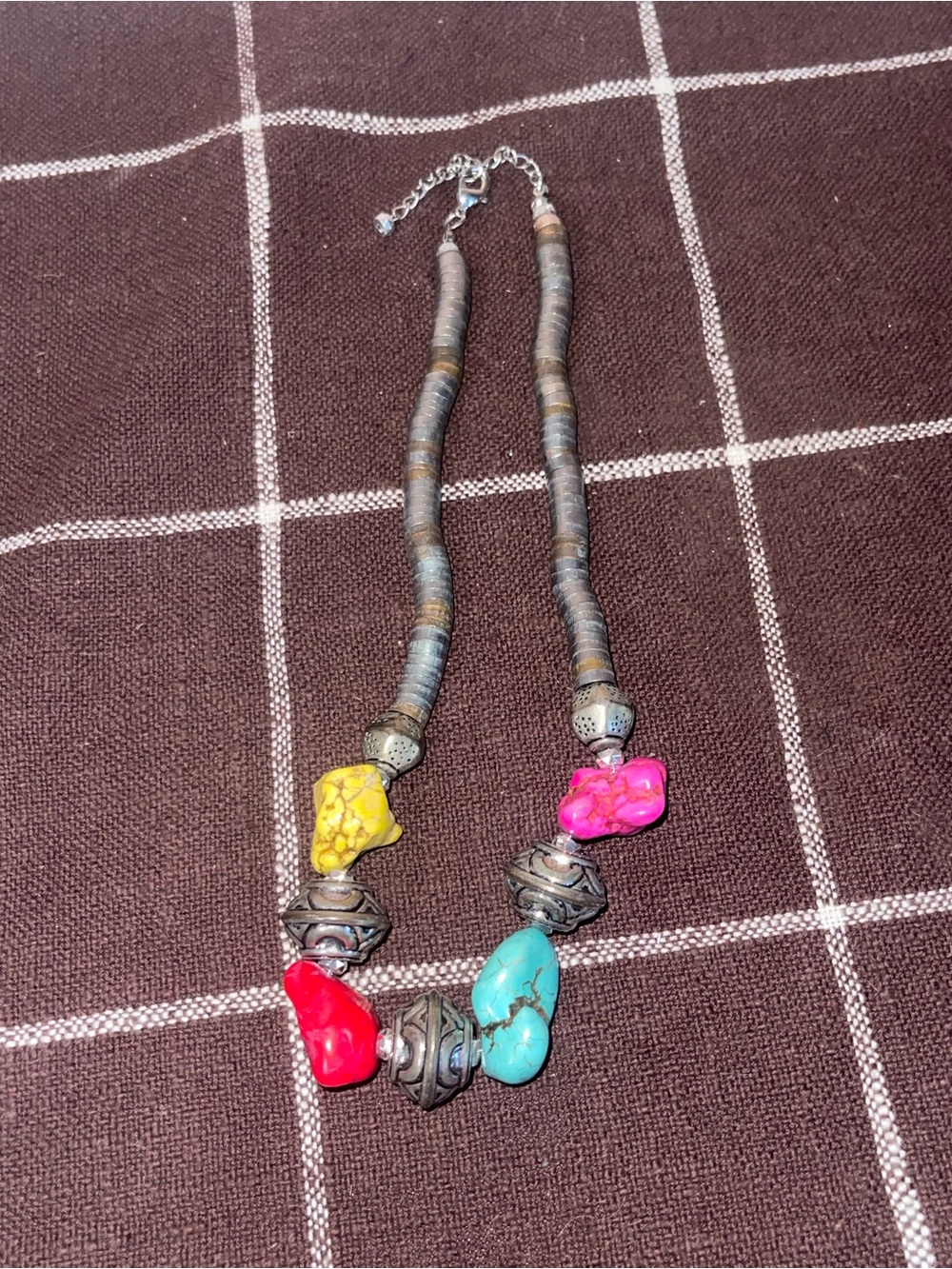 Vintage Handmade Boho Southwestern Multicolor Beaded Statement Necklace